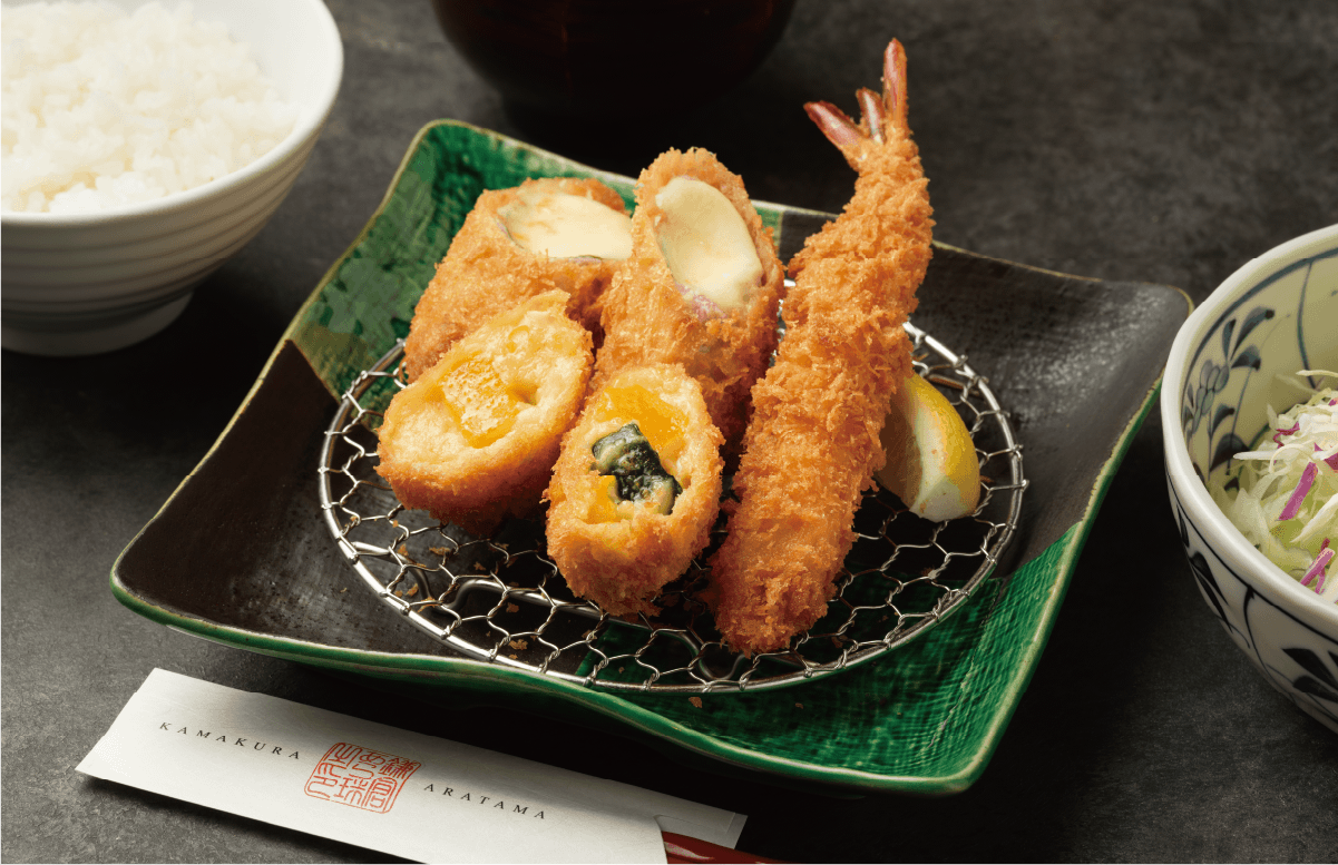ヒレ肉チーズ巻きかつと海老フライと季節のコロッケ ■個 ￥1,880（税込）