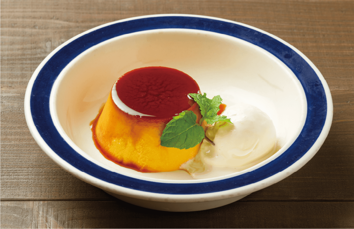 かぼちゃのプリン バニラアイスクリーム添え 1個 ¥550（税込）